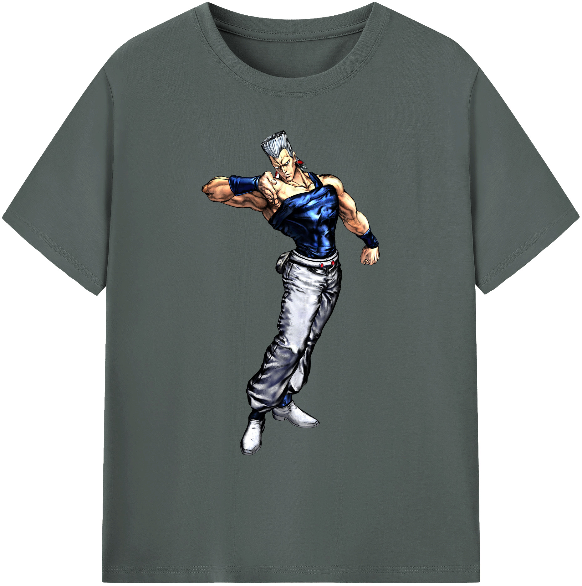 （画像用） ジョジョの奇妙な冒険 ジャン＝ピエール?ポルナレフ JoJo's Bizarre Adventure Jan Pierre Polnareff 綿100％ メンズ半袖Tシャツ｜肌触りやわらか＆通気性